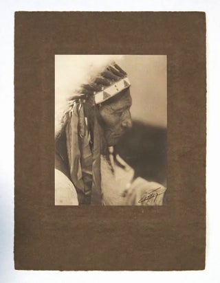 Original Signed Photograph. [Red Horned Bull] Sioux, Shot in Face. Edward S. CURTIS