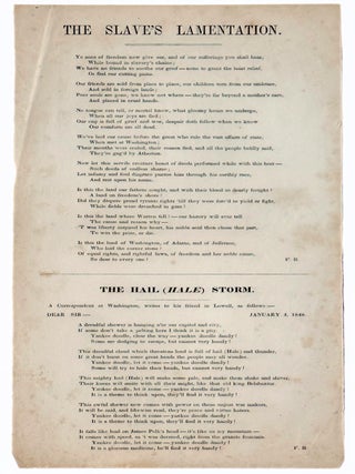 The Slave&rsquo;s Lamentation. The Hail (Hale) Storm. F. B., FAIRBANKS BUSH