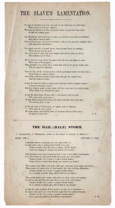 The Slave’s Lamentation. The Hail (Hale) Storm. F. B., FAIRBANKS BUSH