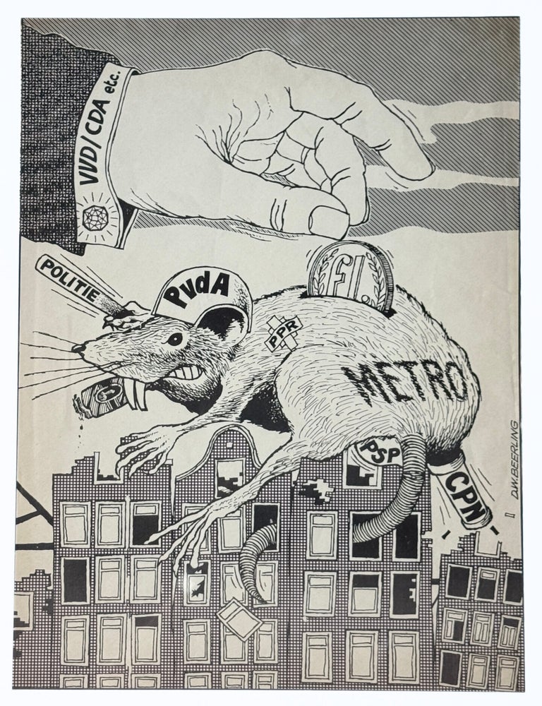Untitled Poster by [De Vrije Zeefdrukker] Related to the Nieuwmarkt Riots. D. W. BEERLING, artist, Dane Wilson.